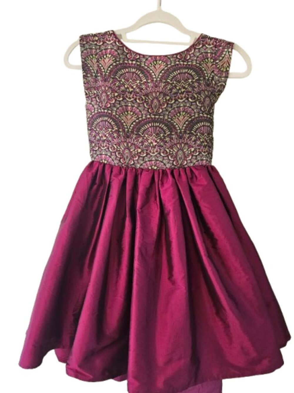 Belle by Badgley Mischka Kids Metallic Jacquard Taffeta Party Dress Size 10
